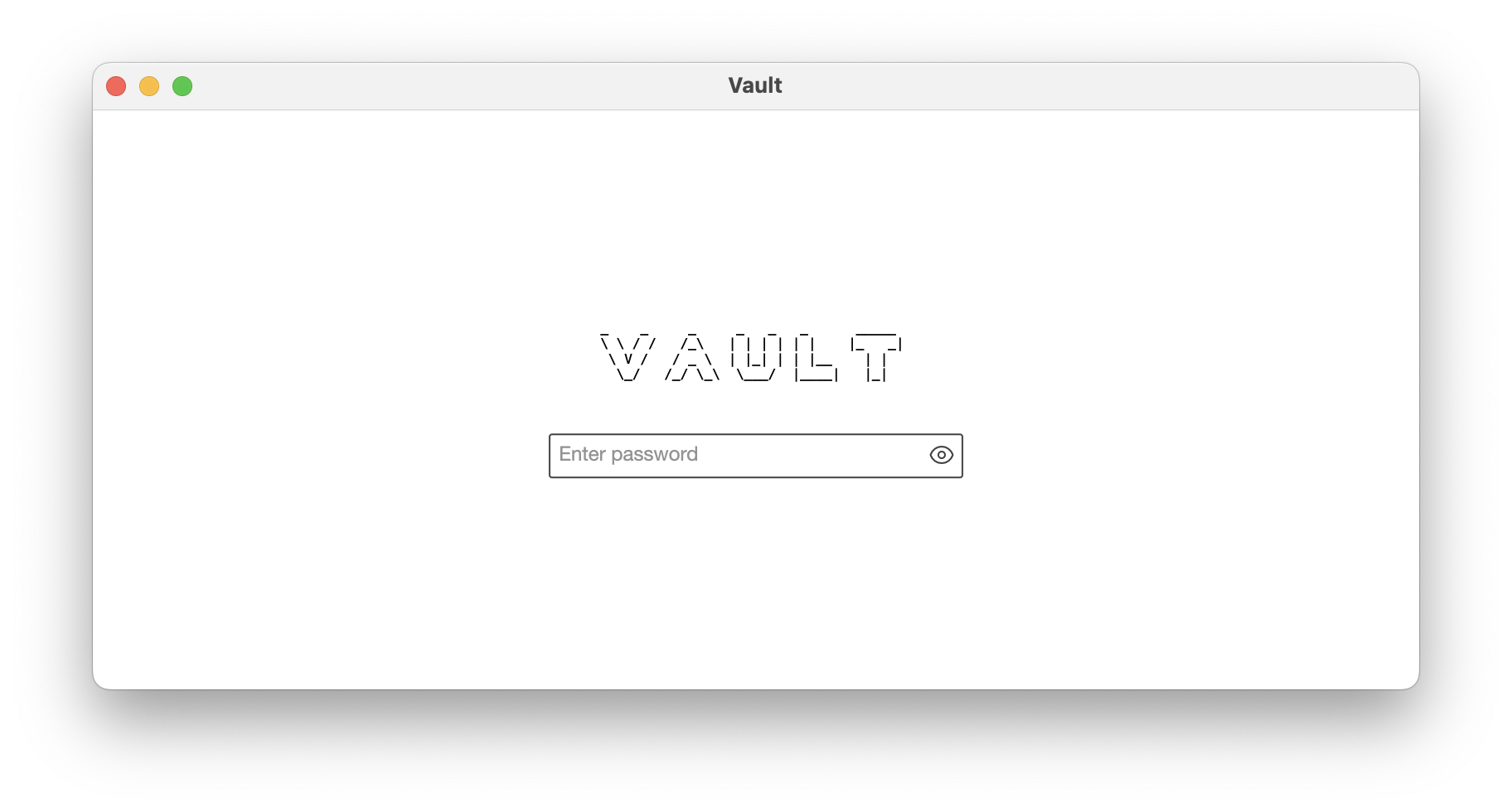 A screenshot of the app only showing the logo and a single input in the center with a placeholder that says enter password.